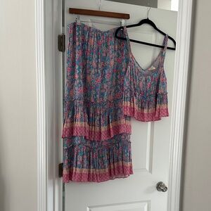 Plenty by Tracy Reese Floral Midi Dress Set - Blue and Pink